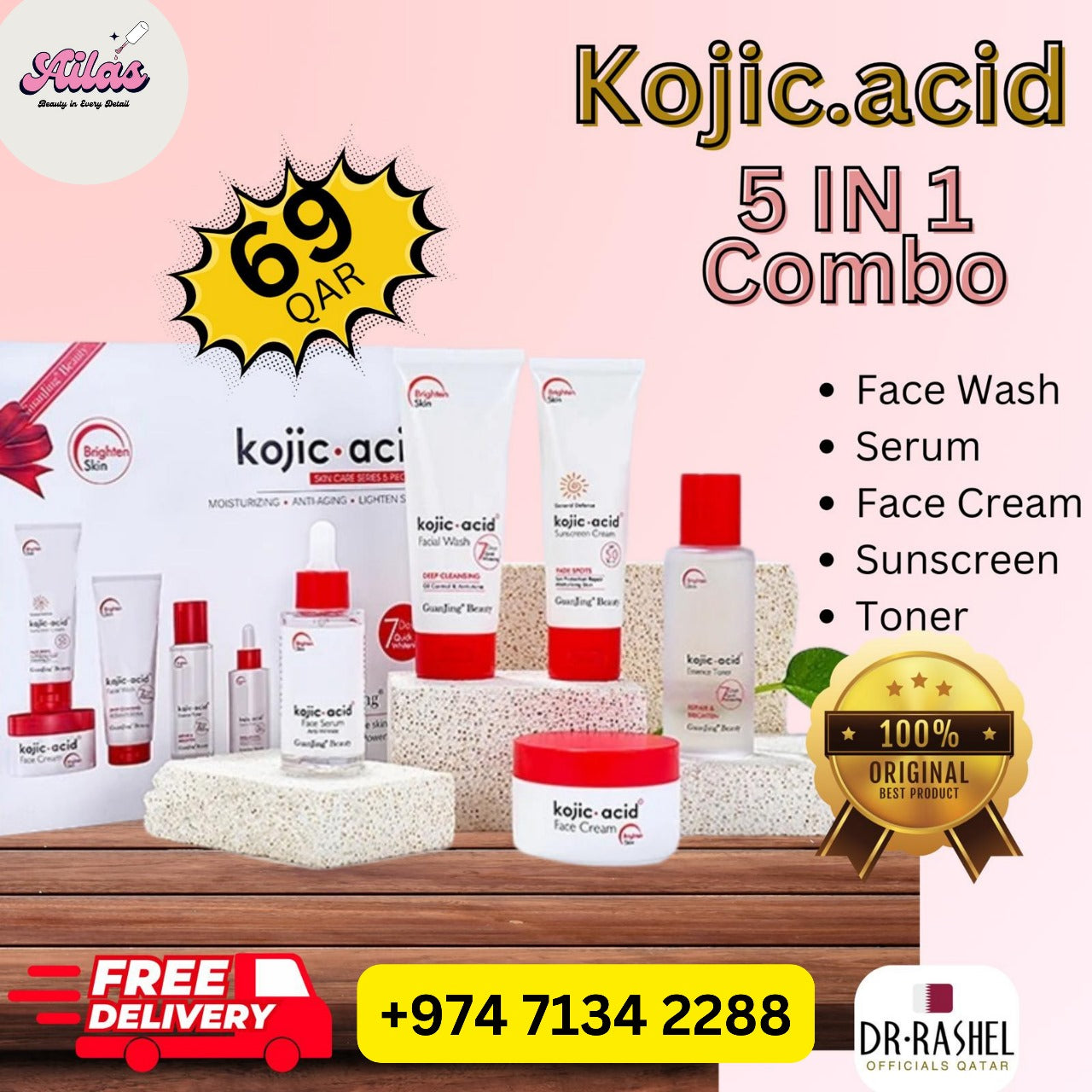 Kojic Acid 5-in-1 Skincare Combo – Brighten & Protect Your Skin Naturally