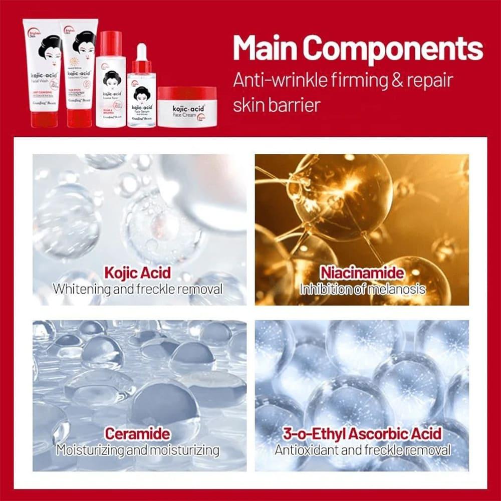 Kojic Acid 5-in-1 Skincare Combo – Brighten & Protect Your Skin Naturally